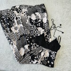 vintage retro y2k black/whithe floral crochet babydoll maxi dress coquette bisou